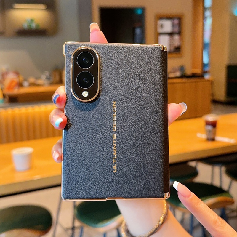 Suitable for Samsung Zfold8 Wide Foldable Plain Leather Phone Case with Full Coverage of the Middle Axis, Zfold8Ultra Electroplated Protective Case