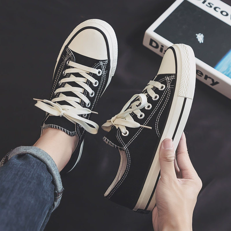 Парусиновые туфли, Женская Осень 2022, новинка весны и осени, белые летние универсальные туфли на плоской подошве с низким верхом, черные женские туфли