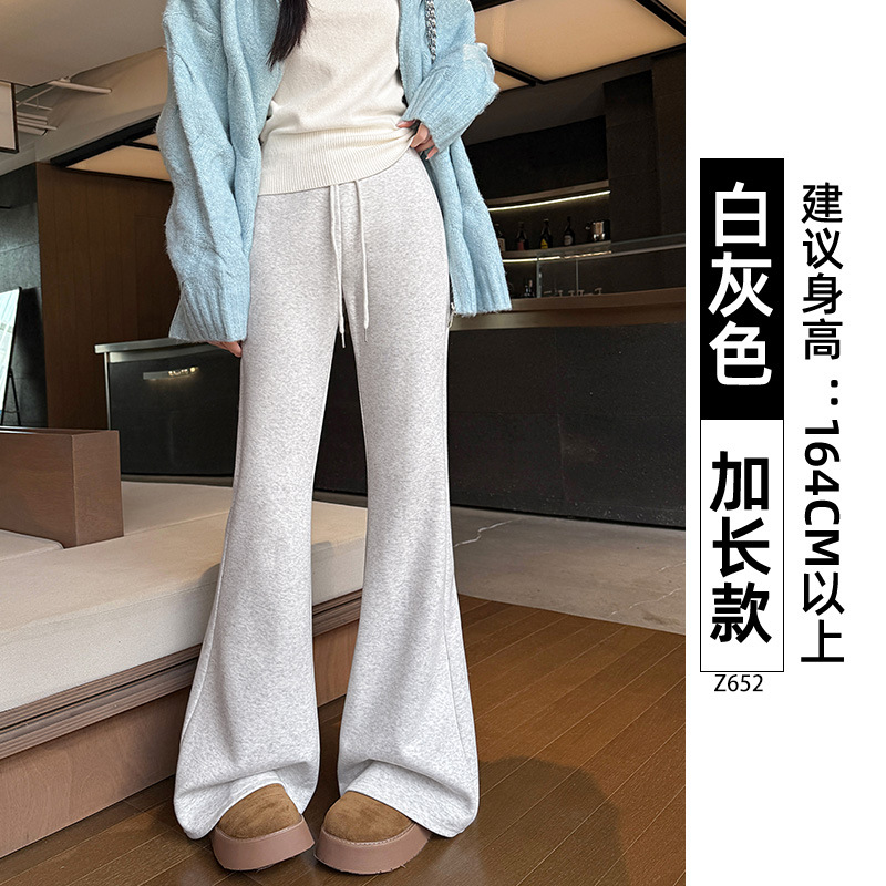 Pantalones Deportivos Acampanados de Tiro Alto para Mujer de Algodón y Poliéster para Primavera y Otoño