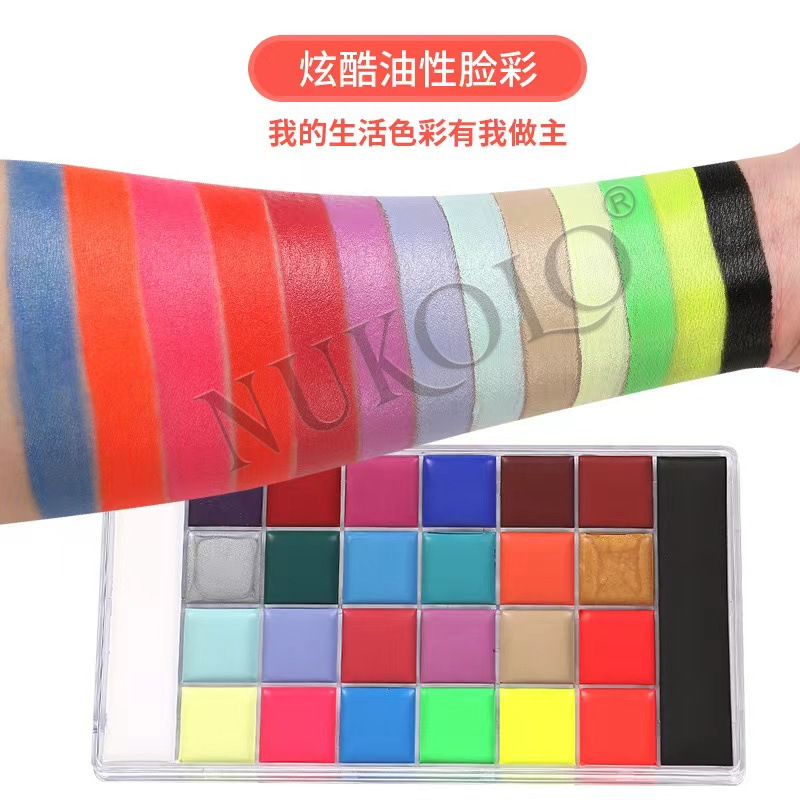 Transfronterizos 26 color cuerpo humano pintado pigmento de pintura facial payaso ópera al óleo Halloween niños pintado pigmento facial