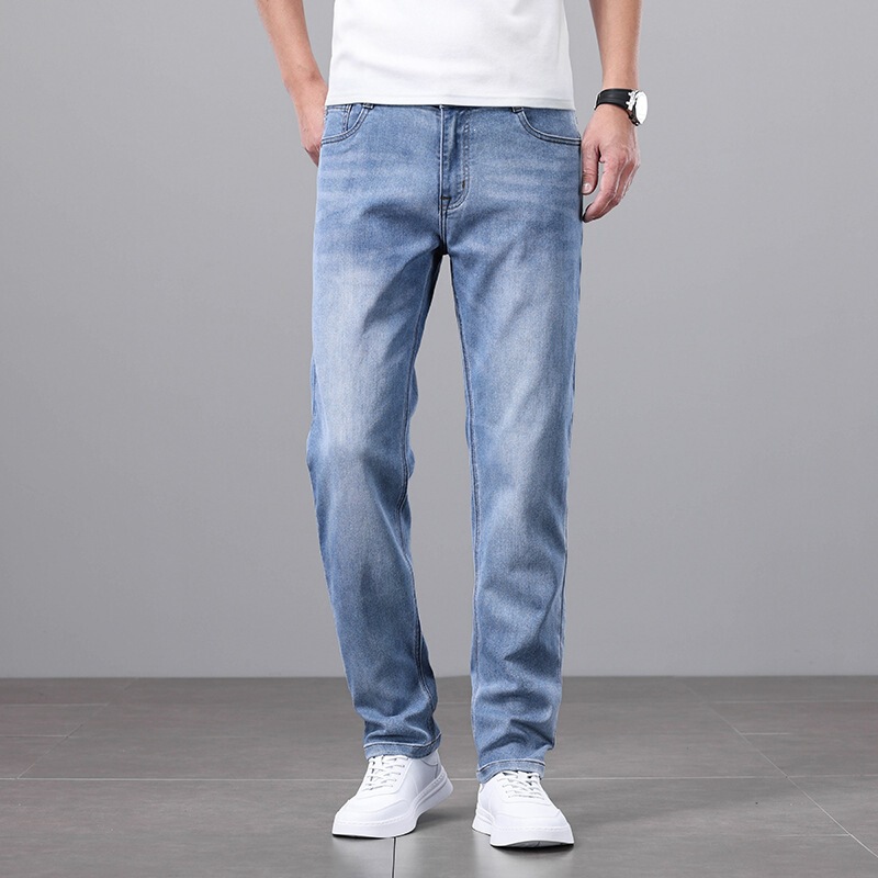 High-End Men's Spring and Summer Thin Jeans, Business Casual Loose Straight-Leg Pants, Korean Fashion Brand Casual Pants High-End Men's Spring and Summer Thin Jeans, Business Casual Loose Straight-Leg Pants, Korean Fashion Brand Casual Pants