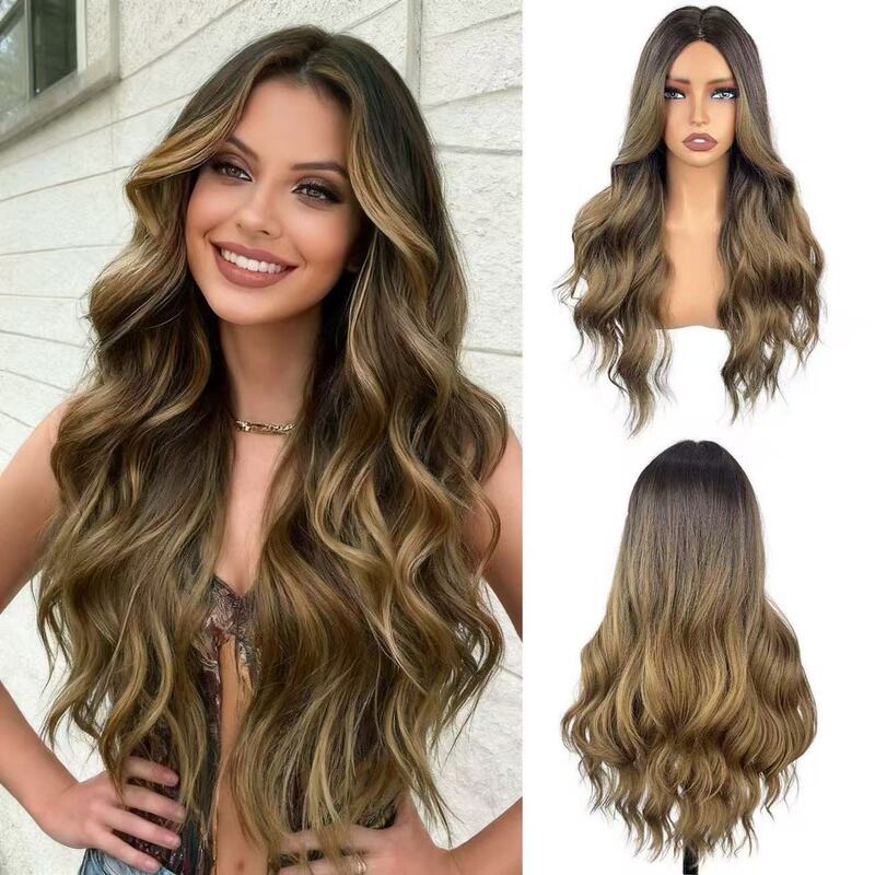 European and American Cross-Border E-Commerce Matte Cyan Wavy Synthetic Hair Wig High-Temperature Fiber Xuchang Wig In-Stock Hairpiece European and American Cross-Border E-Commerce Matte Cyan Wavy Synthetic Hair Wig High-Temperature Fiber Xuchang Wig In-Stock Hairpiece