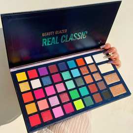 beautyglazed44色眼影彩色高光腮红多功能一体盘舞台妆欧美珠光
