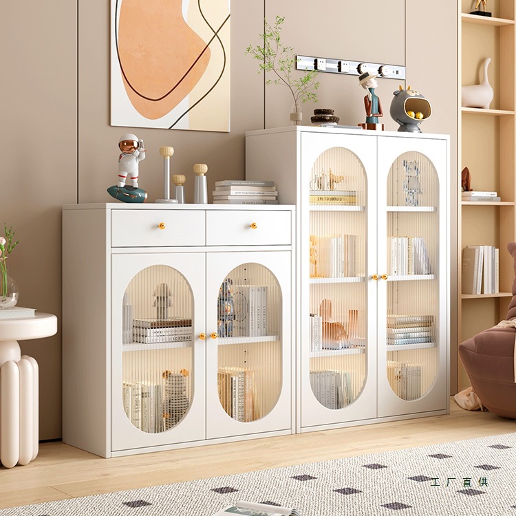 Steel Bookcase Household Multi-Layer Floor-Standing Children's Bookshelf Living Room Dust-Proof Storage Cabinet Iron Storage Cabinet Iron Cabinet