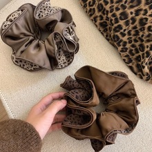 韩系复古大号豹纹慵懒风花苞发圈辣妹甜酷风时尚花边头花扎发绳女