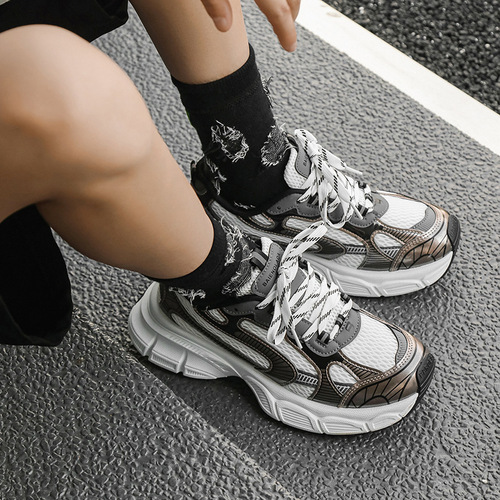  Couple Mesh Breathable Dad Shoes Low Top Thick Sole Increased Casual Men's Shoes Sports Running Shoes YH917 Generation