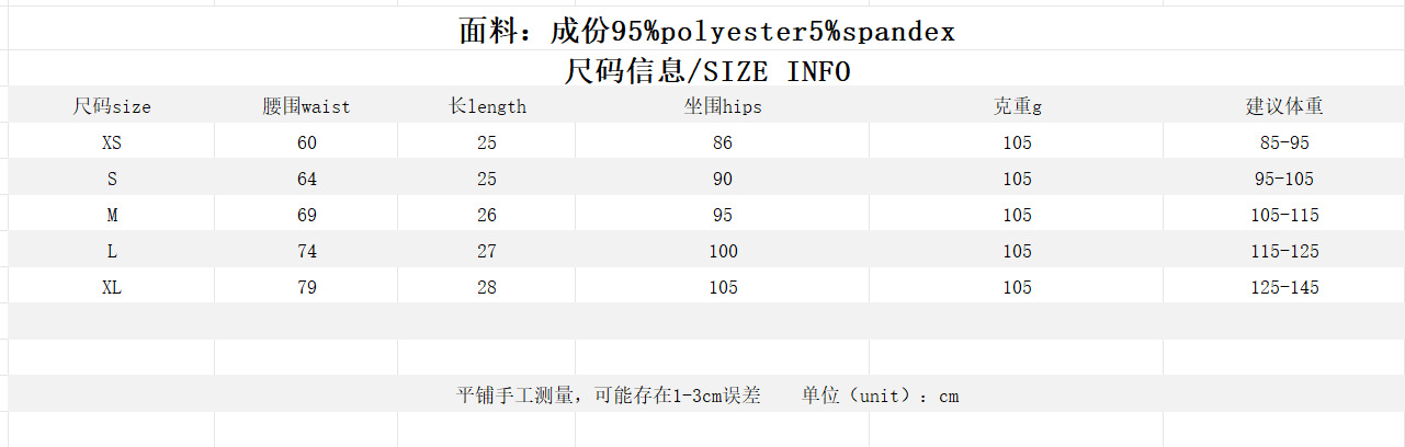 尺寸表最新尺寸