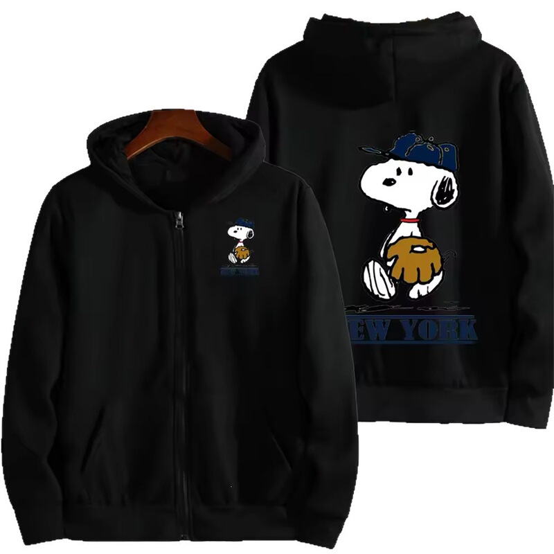 Cross-border cartoon Snoopy cardigan warm sweatshirt printed zip-up hoodie jacket in stock for wholesale, autumn jacket Cross-border cartoon Snoopy cardigan warm sweatshirt printed zip-up hoodie jacket in stock for wholesale, autumn jacket