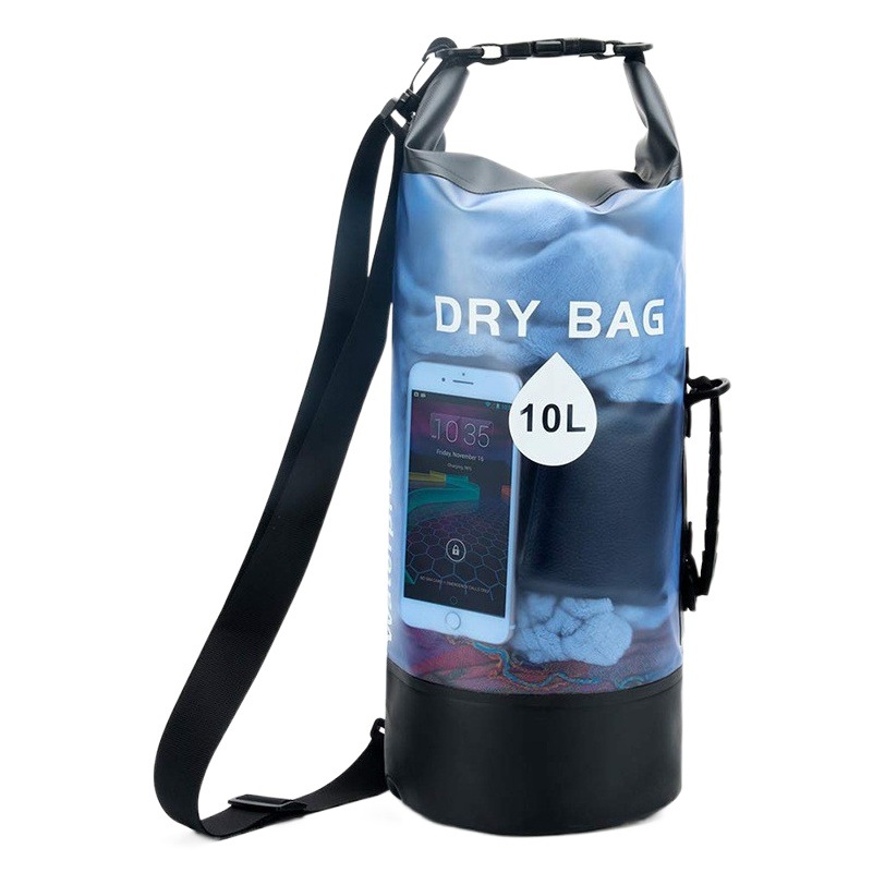 Cross-border Hot-selling Waterproof Bucket Bag 10L20L Translucent Large Capacity Tracing Stream Swimming Camping PVC Outdoor Waterproof Bag