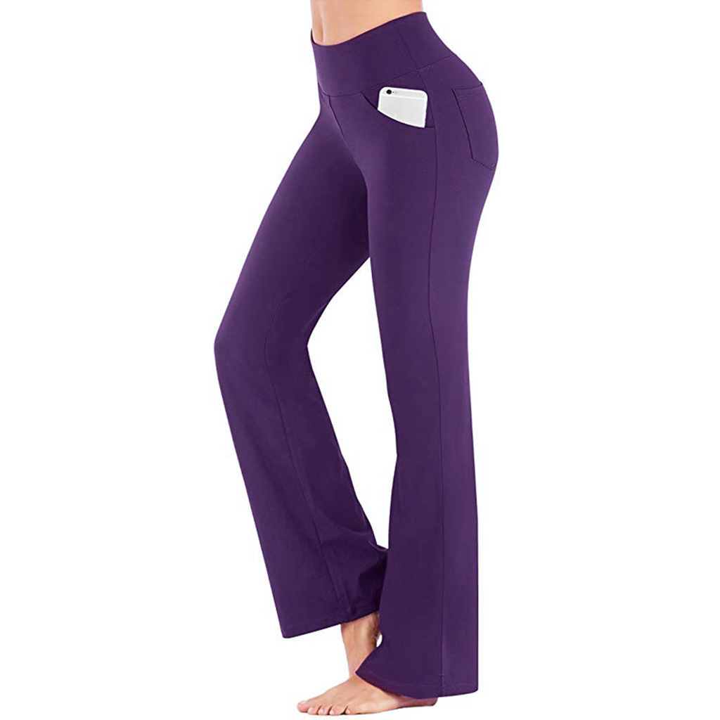 High-Waisted Flare Wide Leg Yoga Pants Plus Size Casual Spring/Summer Women's Clothing_voghion.com