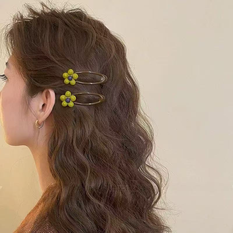 韩国可爱花朵发夹女新款高级感发饰前额bb夹侧边夹碎发夹刘海夹子|undefined
