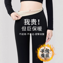 羊绒蚕丝鲨鱼裤女2025新款秋冬季加绒加厚保暖棉裤外穿瑜伽打底裤