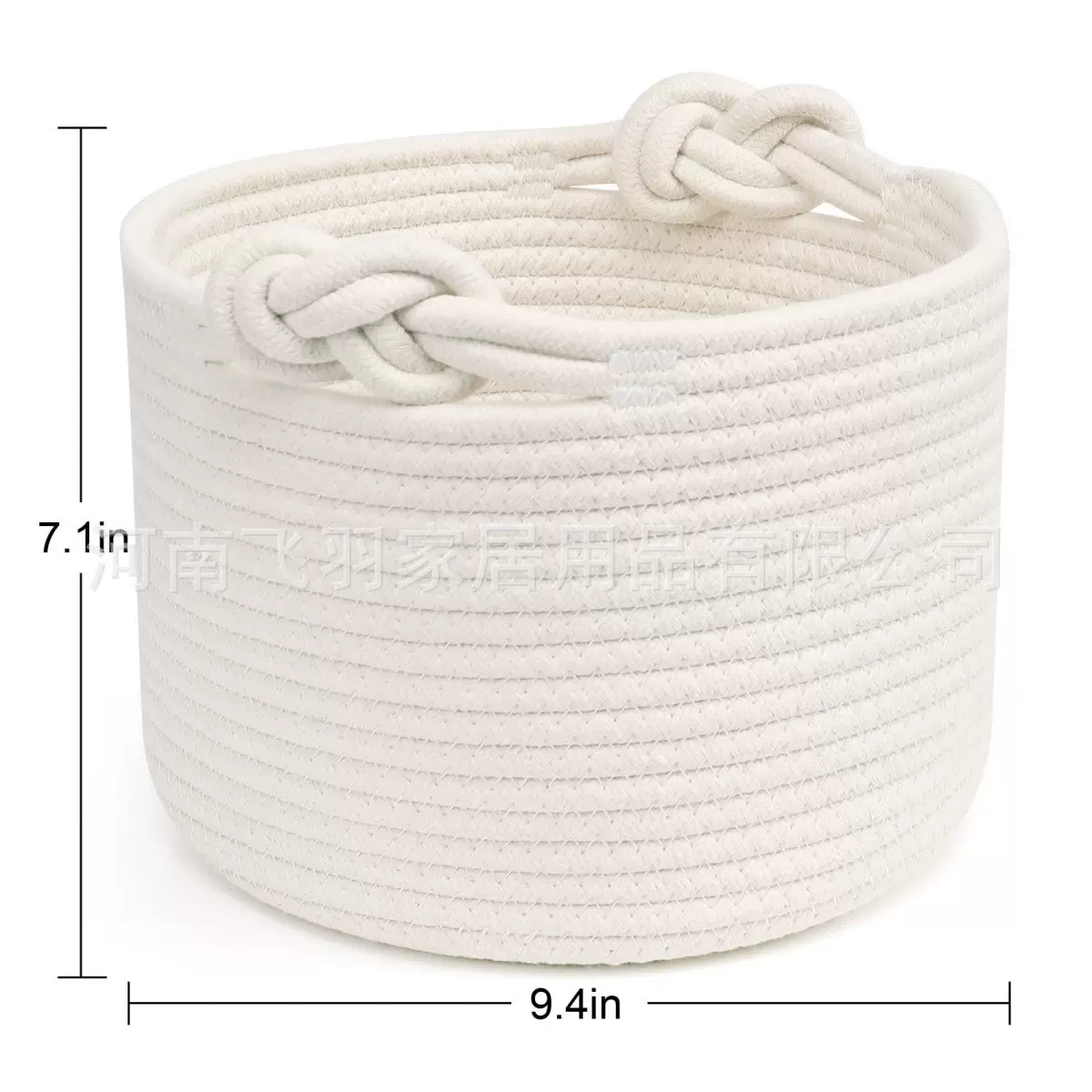 源头厂家 专业亚马逊供货圆形棉绳花盆玩具带把手收纳篮装饰篮