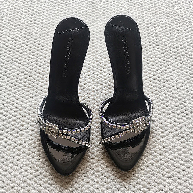 2026 Summer New Rhinestone Open-Toe Sandals For Women, Thin Heel High Heels, French Style High-Heeled Slippers_vogvips.com