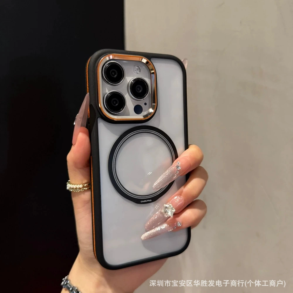 Чехол для Apple 16 Pro Max, контрастный цвет, магнитная защита от падения, металлическая рамка, прозрачный, защитный чехол для iPhone 15