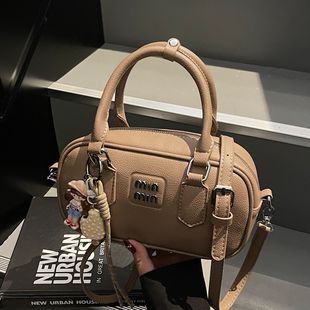 Retro Satchel Bowling Bag for Women 2025 New Fashion Texture Satchel Small Square Bag Pure Color Versatile Crossbody Bag