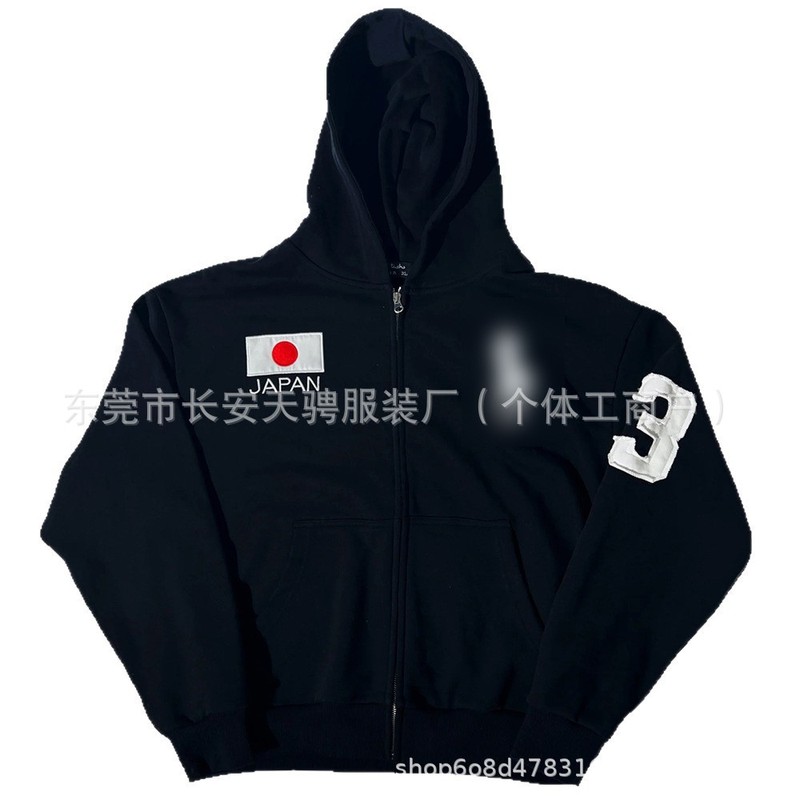 时尚潮流夏季新款水洗刺绣连帽卫衣宽松休闲日系嘻哈高街衬衫中性|undefined