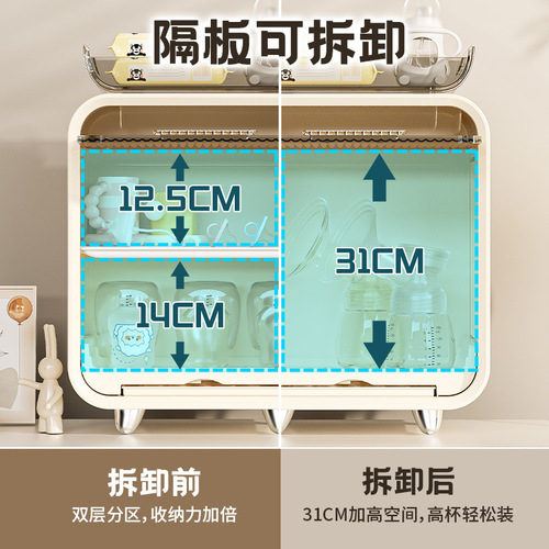 Baby bottle storage box, baby tableware storage box, food supplement tool, dust-proof drain cabinet, tableware storage rack
