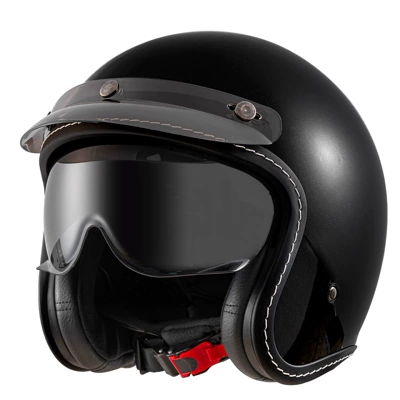 Helmet, Motosiklet kaskı (dəbilqə) - 618-glossy-black-brimmed-endoscope-m