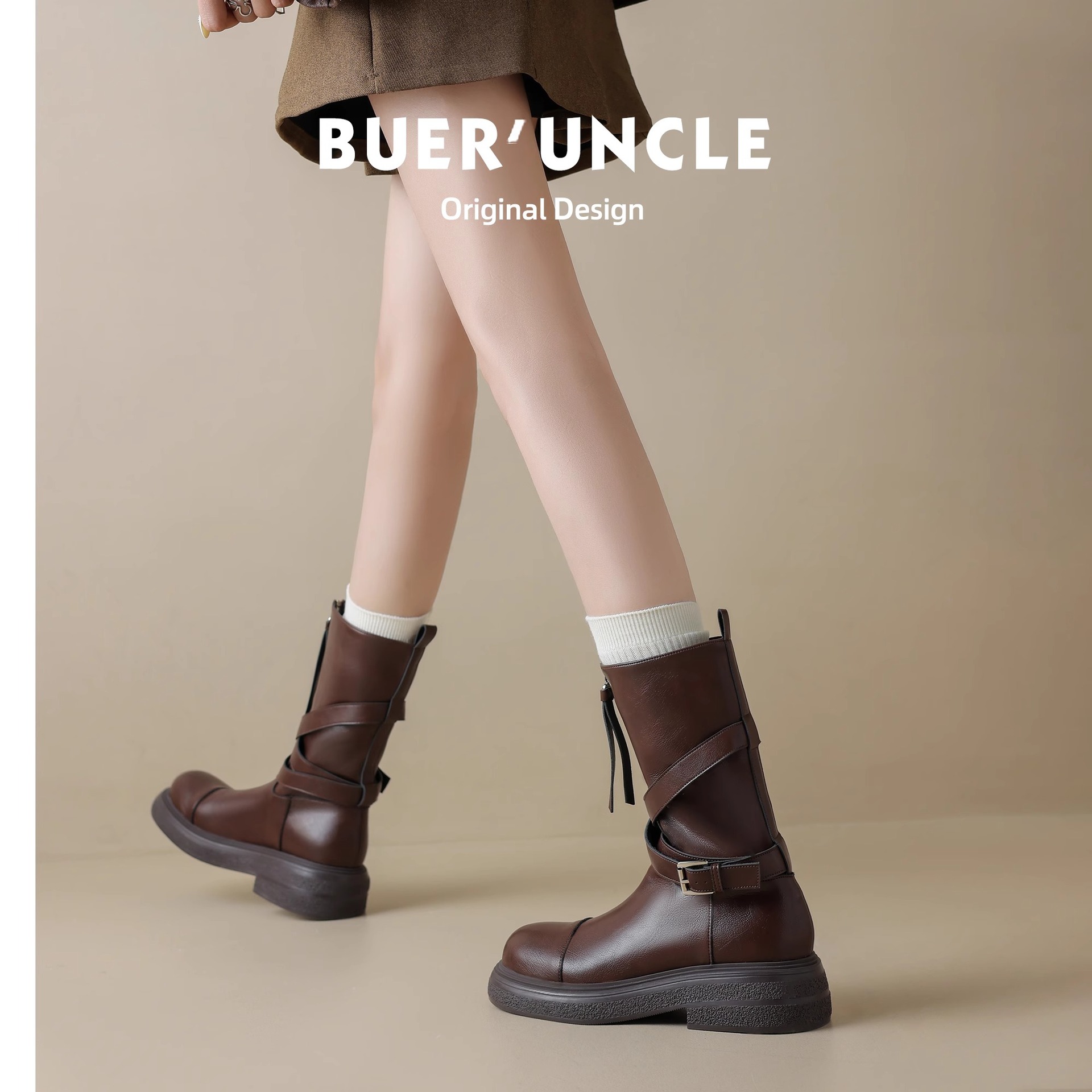 不二鞋坊 マーティンブーツ レディース イギリス風 レトロ ショートブーツ 2025年新作 秋 ライダーブーツ 厚底 ミドルブーツ