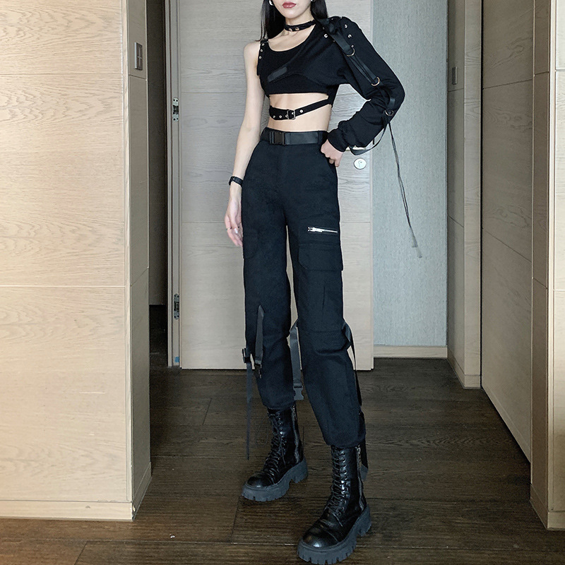 Cool Single Sleeve Distinctive Neck Women's Dark Dancing Snap Shoulder Top Fashion Brand