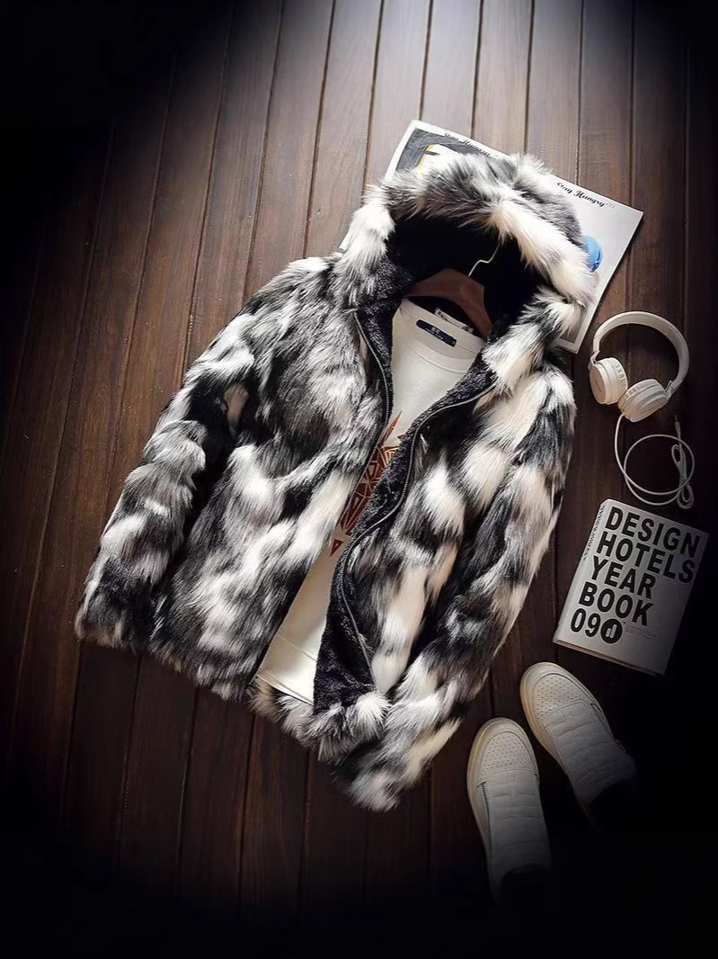 Transfronterizo tamaño europeo temu otoño invierno abrigo de visón hombre abrigo de piel de peluche abrigo de algodón con capuchón