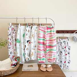 男女童防蚊裤夏季新款卡通满印空调裤韩版宝宝休闲宽松束脚裤儿童