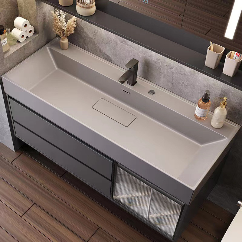 款洗手池卫生间洗漱台实木浴室柜一体盆套装卫浴洗脸盆柜组合