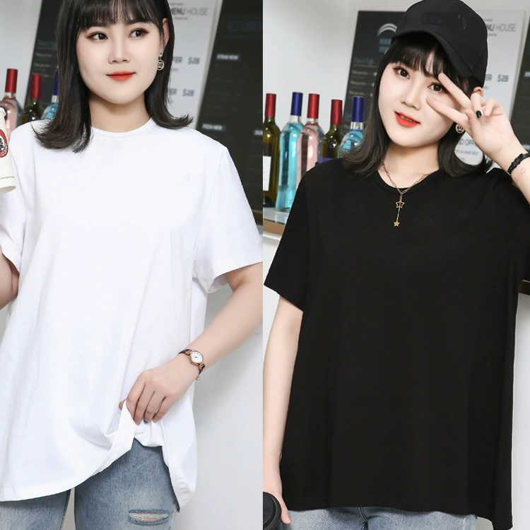 200 кг 300 кг Большие размеры женская тонкая хлопковая бандаж эластичная футболка с круглым вырезом с коротким рукавом футболка