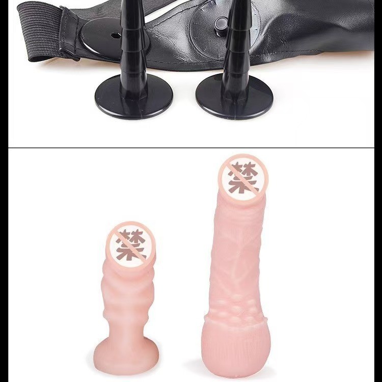 Wearable Strap-on Pants with Double-Headed TPE Dildo, Adjustable Harness-Style Adult Toy — detail image 5