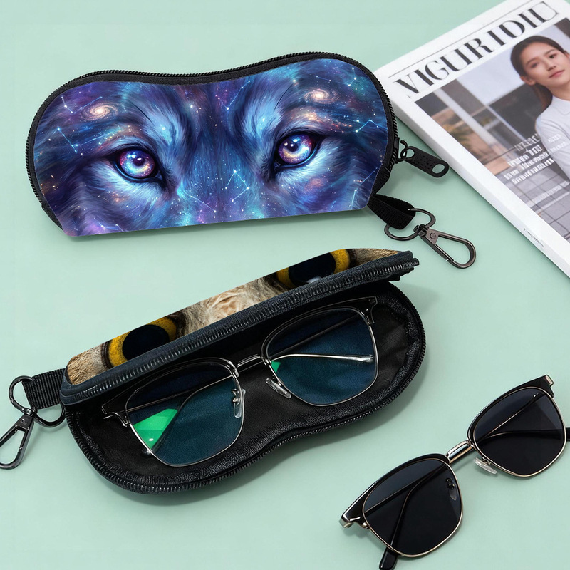 Animal Print Glasses Storage Bag, Portable Sunglasses Case, Zippered Small Wallet, Zippered Style