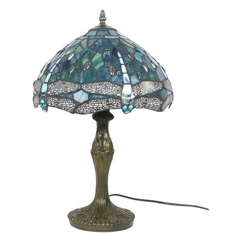 Huijing lámpara Tiffany entrega de una sola pieza Tiffany libélula habitación de hotel de noche lámpara de protección ocular restaurante lámpara de mesa decorativa