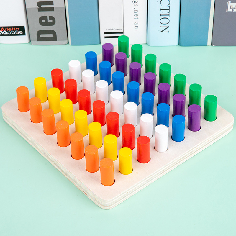 Montessori color dedo tablero del rasguño sensorial madera enchufe palo inteligencia desarrollo manos-en el cerebro color resolución enseñanza ayudas al por mayor
