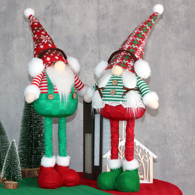 国境を越えた新しいクリスマス人形クリスマス小人顔のない老人人形の伸縮飾りショーウインドーのシーンの配置品|undefined