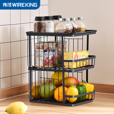 After Wei kitchen Iron art Stratified Shelf Seasoning Fruits and vegetables double-deck classification Storage Shelving mesa snacks Storage racks