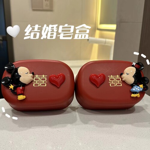 Toothbrush, wedding, soft-bristled couple, brushing teeth, mouthwash cup set, red plastic creative dowry supplies collection