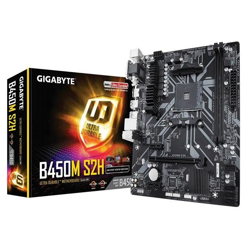 Материнская плата Gigabyte B450M S2H, совместима с процессорами серии 3000/5000 AM4, с разблокированным разгоном