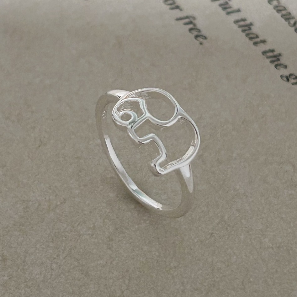 Cross-border jewelry 925 silver-plated elephant ring women's niche design forest ring jewelry wholesale