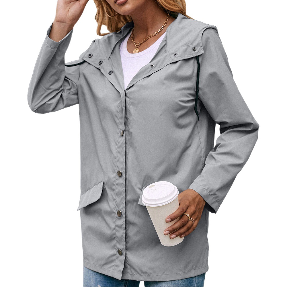 Amazon montañismo al aire libre ropa impermeable con capucha casual senderismo impermeable chaqueta de abrigo de trinchera de longitud media