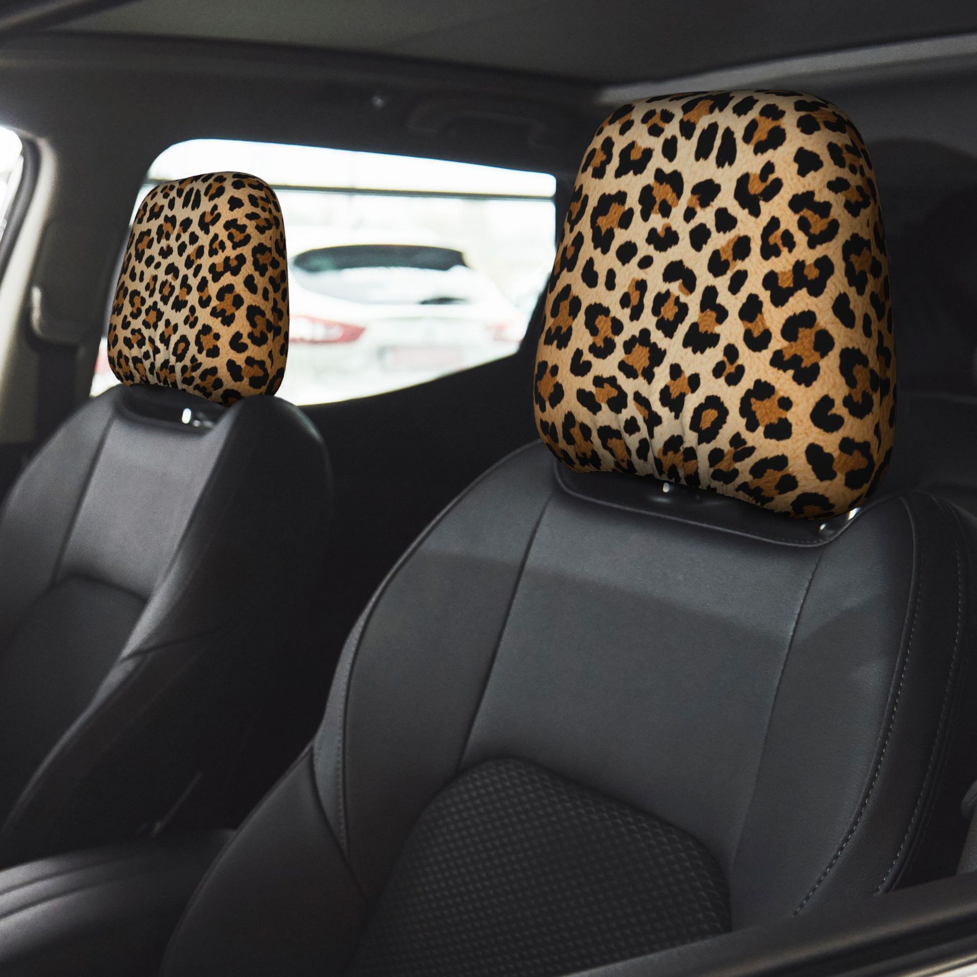 Car Headrest Cover with Cute Leopard Print Style and Personalized Design, Universal Car Pillow Cover, Can Be Labeled and Made to Order with Your Own Image