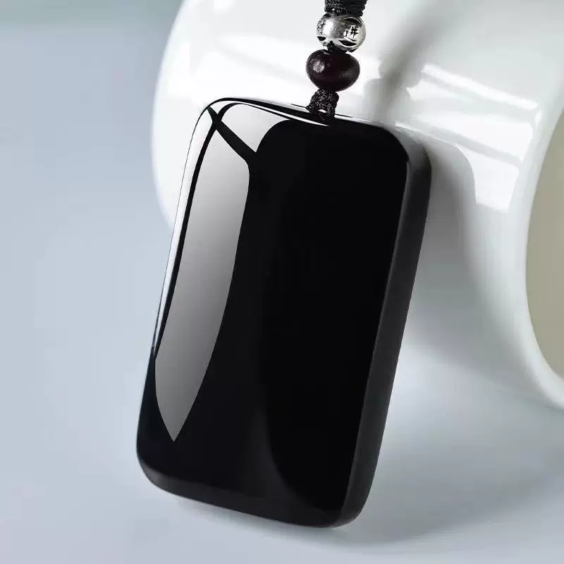 和田玉墨玉平安无事牌吊坠男女士黑羊脂新疆天然玉石玉佩玉器挂件