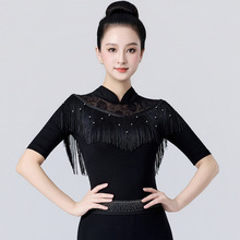 2025年新款高级感形体礼仪培训现代舞拉丁舞模特走秀练功服上衣女
