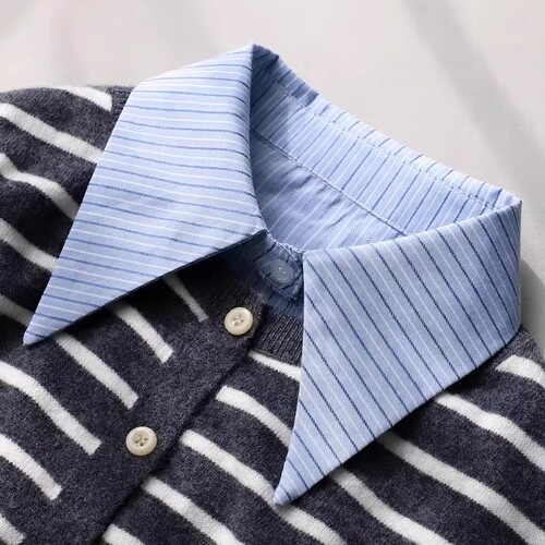 Anti-wrinkle blue and white striped fake shirt 2025 new professional wear inner collar for women casual versatile fake collar