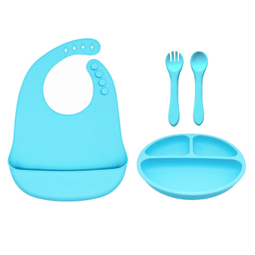 New hot-selling children's dinner plate integrated suction cup children's compartmentalized bowl baby eating bowl silicone baby dinner plate