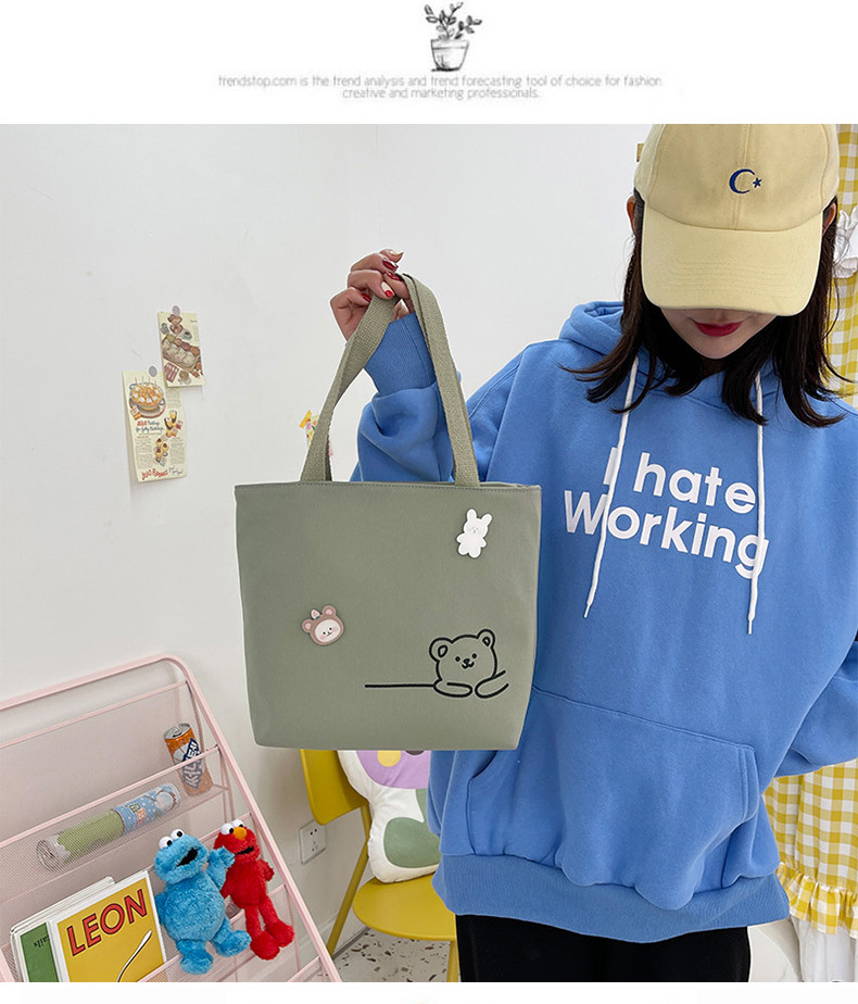2022 New Japanese-style ins fresh and clean shopping storage bags, lunch boxes, bento bags, girls' handbags, canvas bags undefined