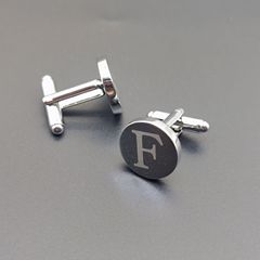 Cross-border fashion letter cufflinks, laser font cufflinks A-Z English letters, copper cufflinks minimalist copper accessories