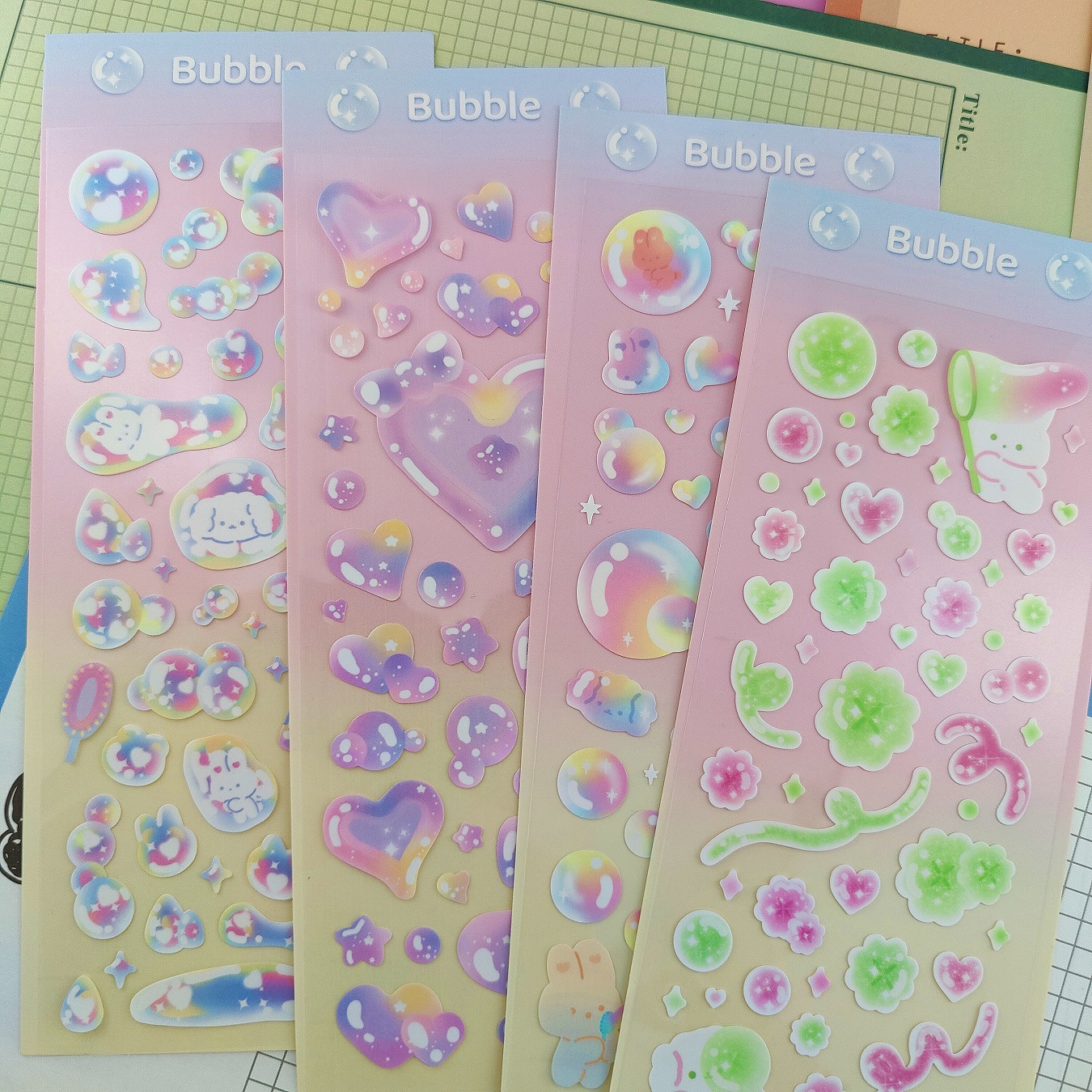 Cute Animal Bubble Laser Hand Ledger Card Stickers 1 Pcs display picture 3