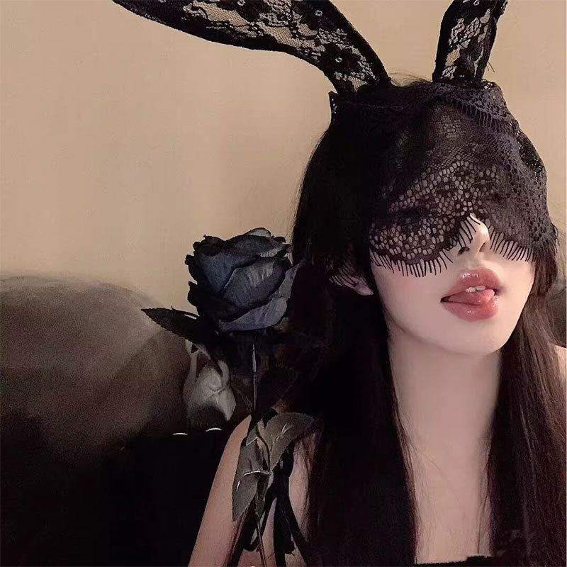 Sexy Lace Rabbit Ear Veil Headband Sexy Hairpin Flirting and Teasing Cos Popular Selfie Hair Accessories