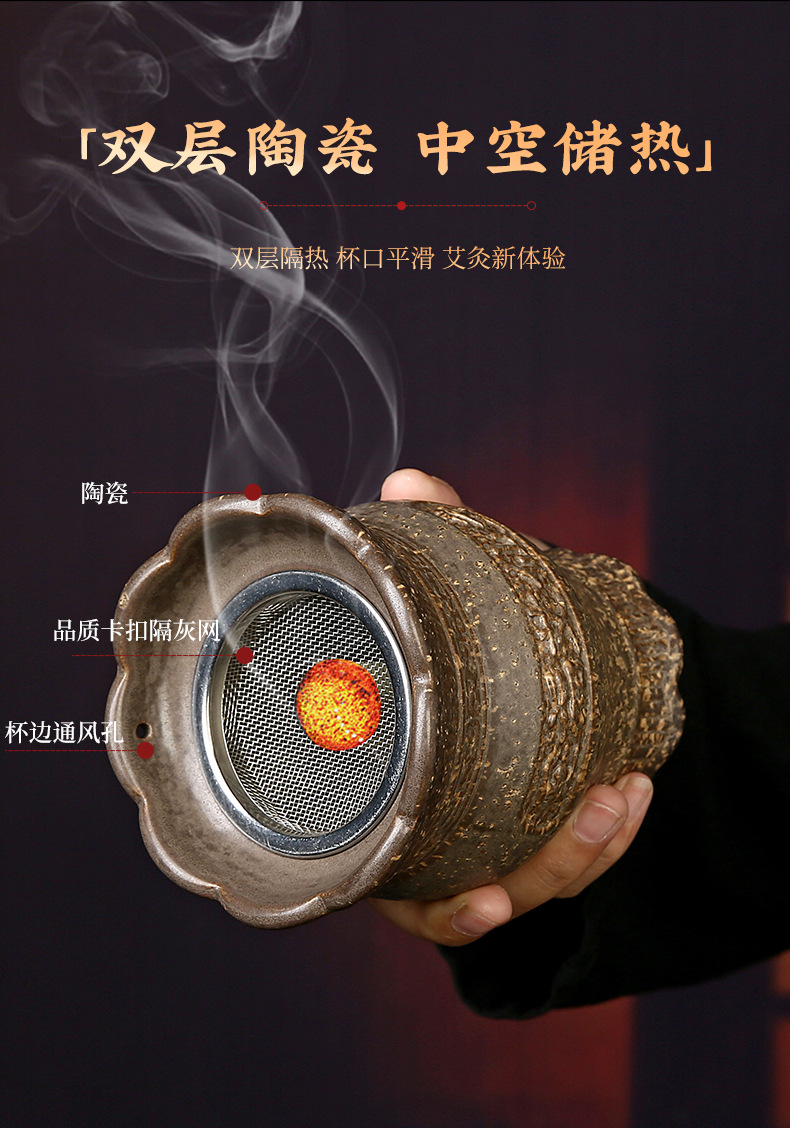 Ceramic Bian Stone Lotus Fire Dragon Cup Moxibustion Gua Sha Jar for Home Wellness 11cm 400g quality and texture