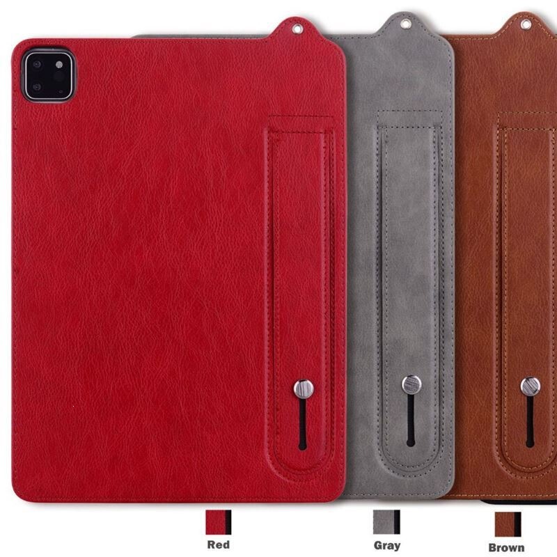 Suitable for iPad Pro13 Protective Case, Samsung Taba9+ Solid Color Crazy Horse Pattern Wrist Strap Stand, Anti-Fall Tablet Leather Case